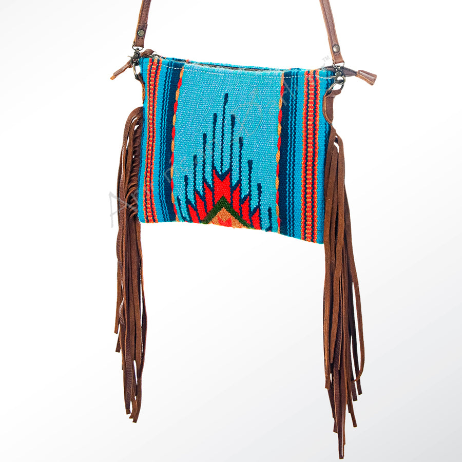 American Darling Handcrafted Western Cross body Bag with Saddle Blanket and Fringes - Uhorse