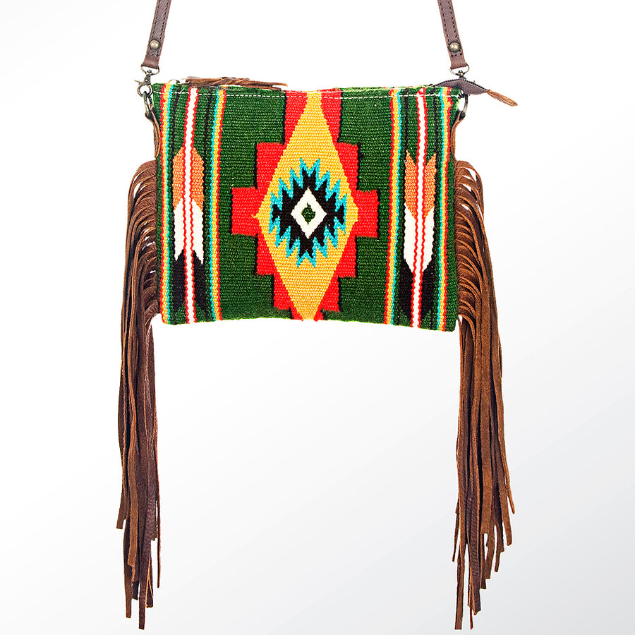 American Darling CrossBody Bag Saddle Blanket Fabric Genuine Leather Western Women Handbag Purse | for Cute Travel