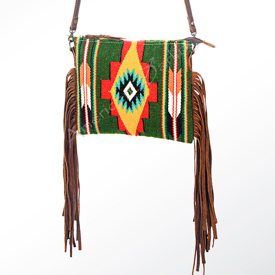 American Darling Handcrafted Western Cross body Bag with Saddle Blanket and Fringes - Uhorse
