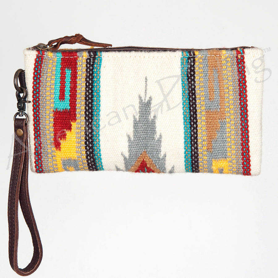 American Darling Wristlet Bag Handcrafted from Floral Embossed Damascus Genuine Leather with YKK Zipper and Wrist Strap
