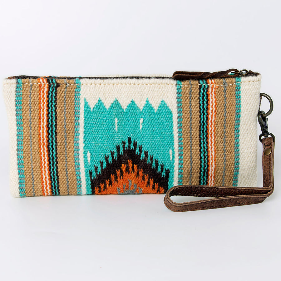 American Darling Wristlet Bag Handcrafted from Floral Embossed Damascus Genuine Leather with YKK Zipper and Wrist Strap