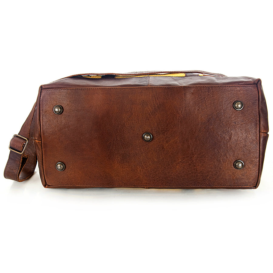 American Darling Duffel Bag Handcrafted from Hand Woven Saddle Blanket and Genuine Leather with YKK Zipper and Large Capacity