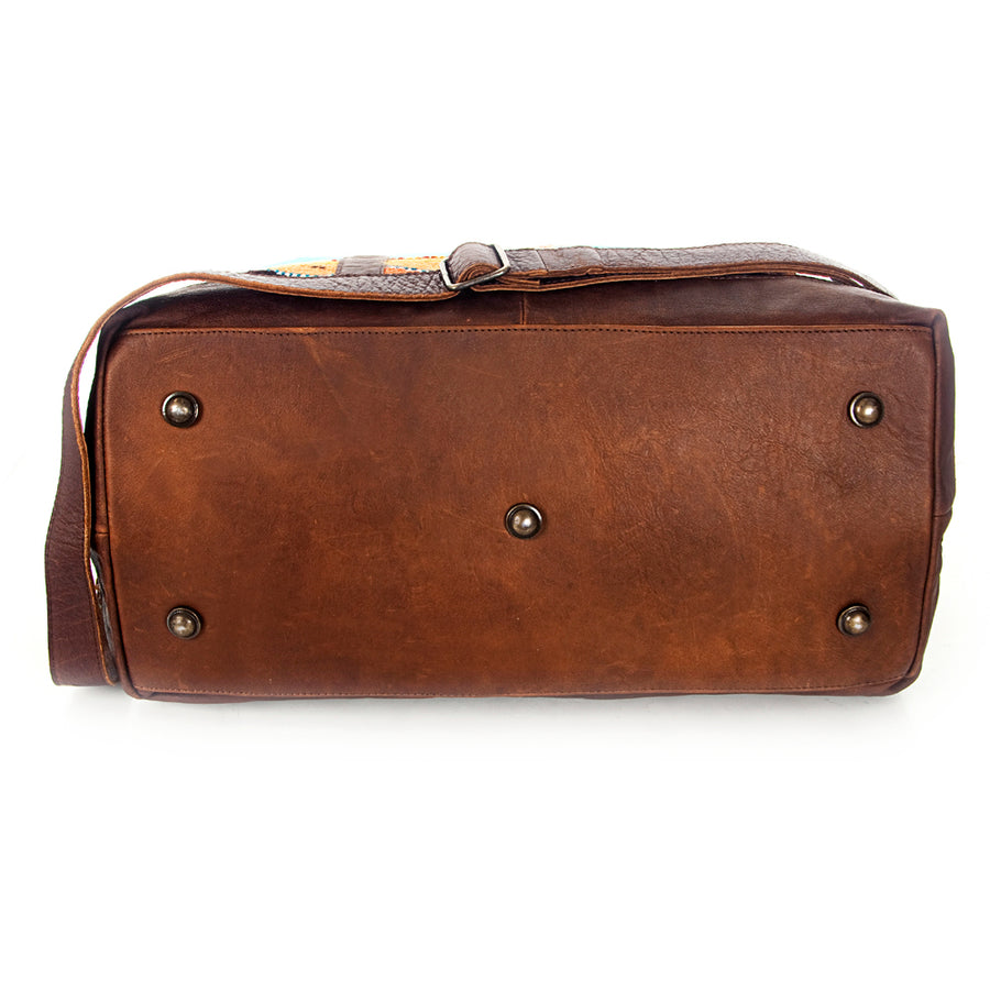 American Darling Duffel Bag Handcrafted from Hand Woven Saddle Blanket and Genuine Leather with YKK Zipper and Large Capacity