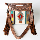 American Darling Clutch Hand Tooled Saddle Blanket Fabric Genuine Leather Western Women Bag Handbag Purse | Purses for Cute