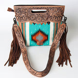 American Darling Clutch Hand Tooled Saddle Blanket Fabric Genuine Leather Western Women Bag Handbag Purse | Purses for Cute