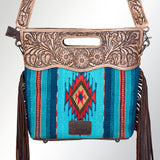 American Darling Clutch Hand Tooled Saddle Blanket Fabric Genuine Leather Western Women Bag Handbag Purse | Purses for Cute