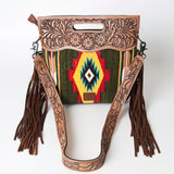 American Darling Clutch Hand Tooled Saddle Blanket Fabric Genuine Leather Western Women Bag Handbag Purse | Purses for Cute