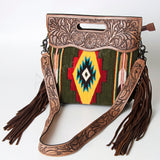 American Darling Clutch Hand Tooled Saddle Blanket Fabric Genuine Leather Western Women Bag Handbag Purse | Purses for Cute