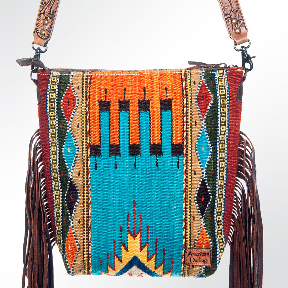 American Darling Cross Body Hand Tooled Saddle Blanket Genuine Leather Western Women Bag Handbag Purse | Crossbody for Cute