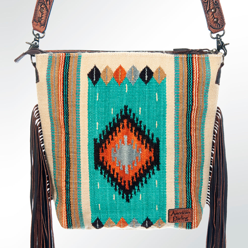 American Darling Cross Body Hand Tooled Saddle Blanket Genuine Leather Western Women Bag Handbag Purse | Crossbody for Cute