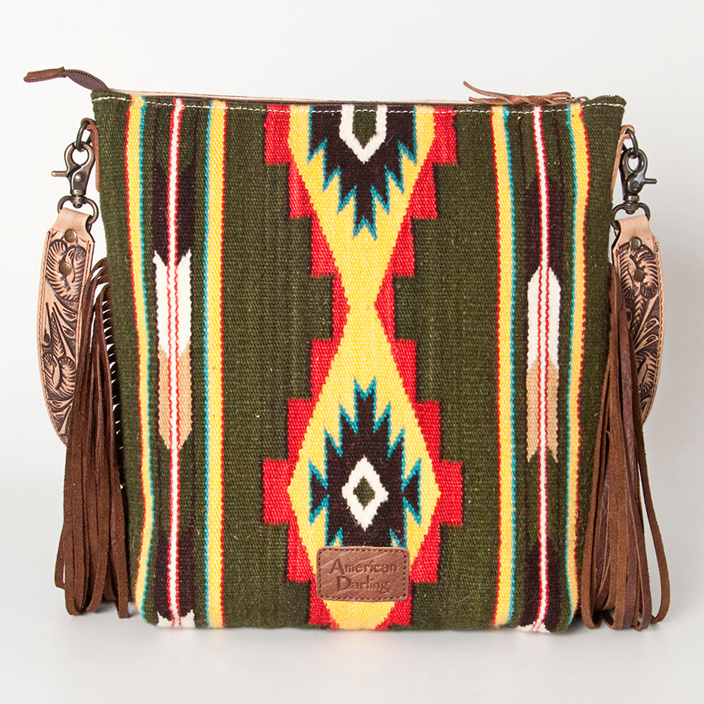 American Darling Cross Body Hand Tooled Saddle Blanket Genuine Leather Western Women Bag Handbag Purse | Crossbody for Cute