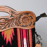 American Darling Clutch Hand Tooled Saddle Blanket Fabric Genuine Leather Western Women Bag Handbag Purse | Purses for Cute