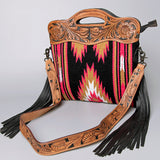 American Darling Clutch Hand Tooled Saddle Blanket Fabric Genuine Leather Western Women Bag Handbag Purse | Purses for Cute