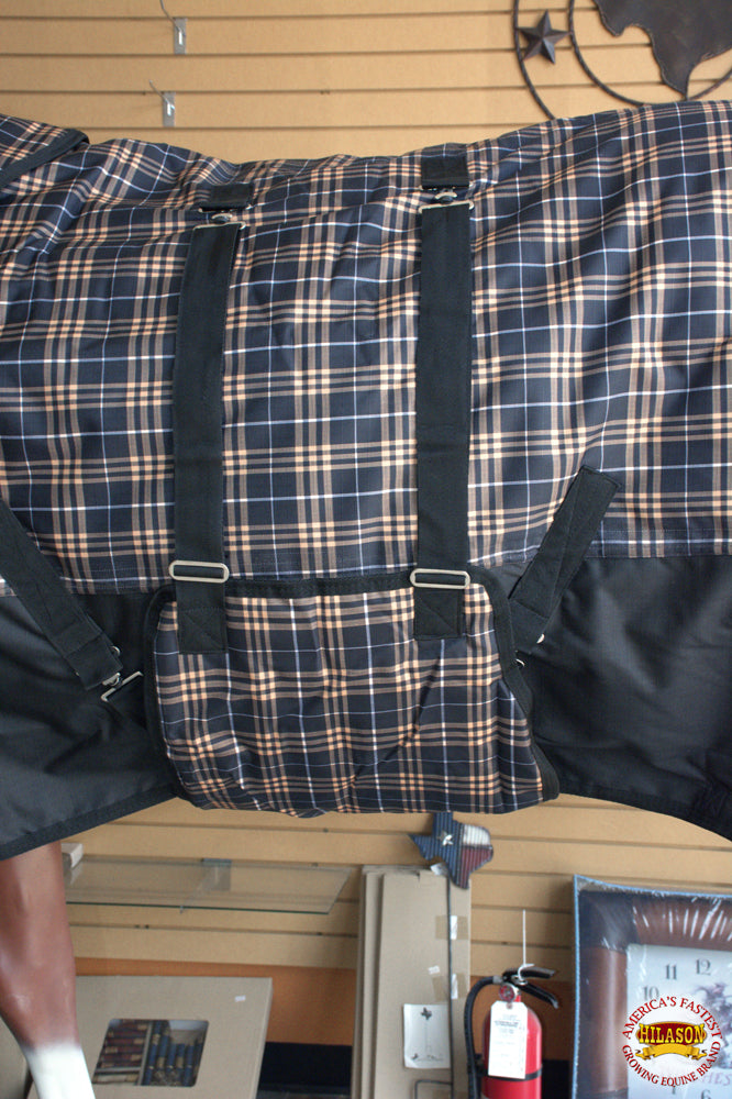 Orange Black Plaid HILASON 1200D Winter Waterproof Poly Horse Turnout Blanket Belly Wrap
