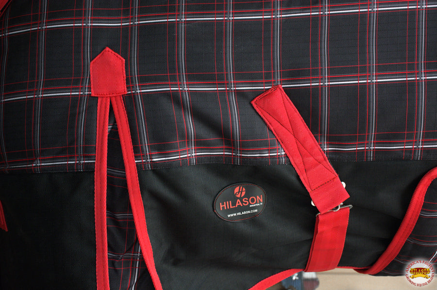 Red Black Plaid HILASON 1200D Winter Waterproof Poly Horse Turnout Blanket Belly Wrap