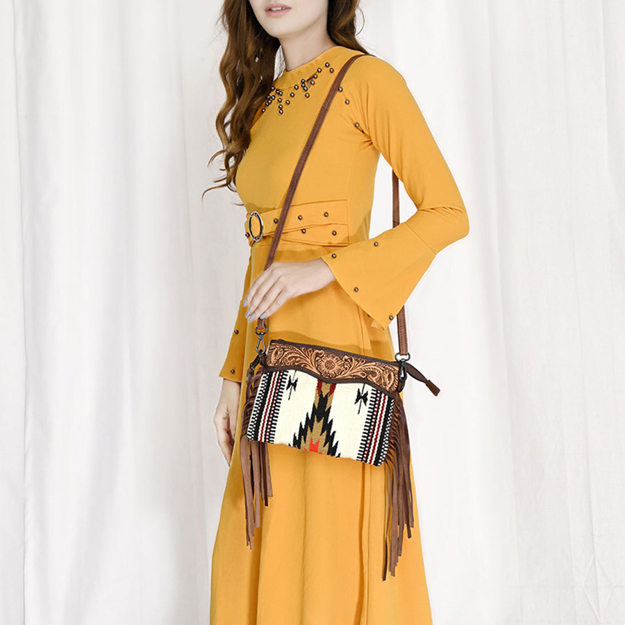 American Darling Cross Body Hand Tooled Saddle Blanket Genuine Leather Western Women Bag Handbag Purse | Crossbody for Cute