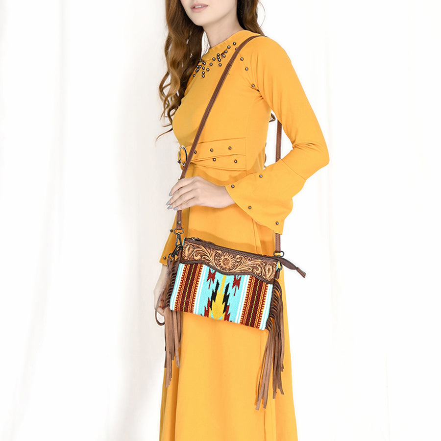 American Darling Cross Body Hand Tooled Saddle Blanket Genuine Leather Western Women Bag Handbag Purse | Crossbody for Cute
