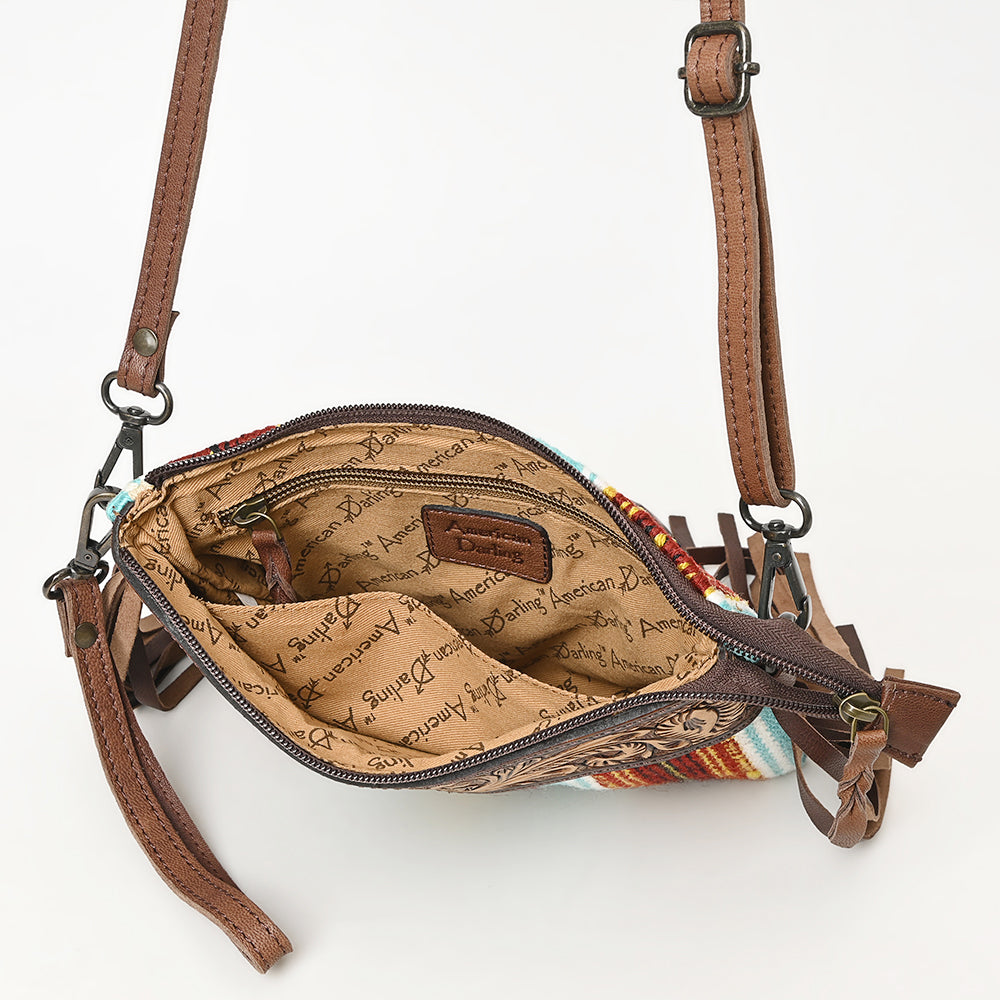 American Darling Cross Body Hand Tooled Saddle Blanket Genuine Leather Western Women Bag Handbag Purse | Crossbody for Cute