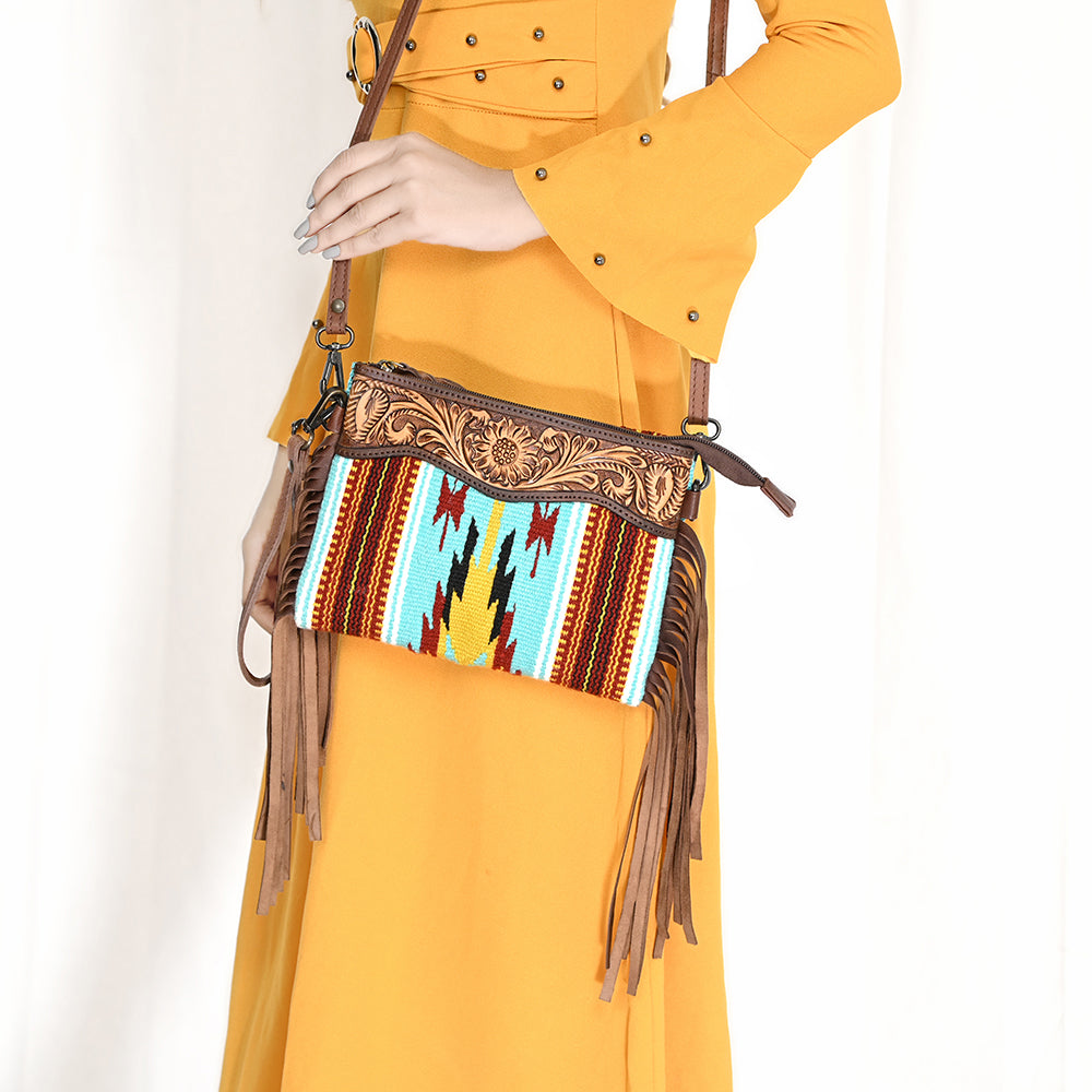 American Darling Cross Body Hand Tooled Saddle Blanket Genuine Leather Western Women Bag Handbag Purse | Crossbody for Cute