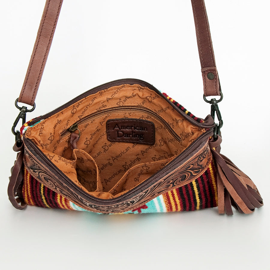 American Darling Cross Body Hand Tooled Saddle Blanket Genuine Leather Western Women Bag Handbag Purse | Crossbody for Cute