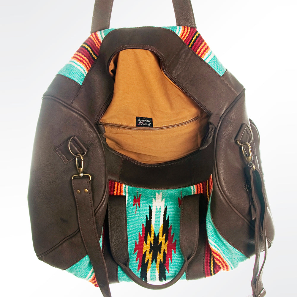 American Darling Duffel Saddle Blanket Genuine Leather Western Women Bag | Handbag Duffle Weekend Travel Bags for