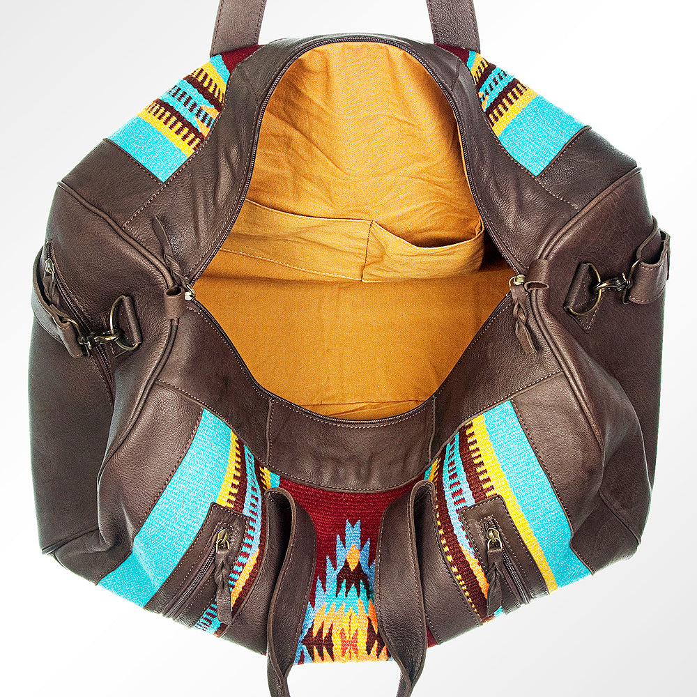 American Darling Duffel Saddle Blanket Genuine Leather Western Women Bag | Handbag Duffle Weekend Travel Bags for