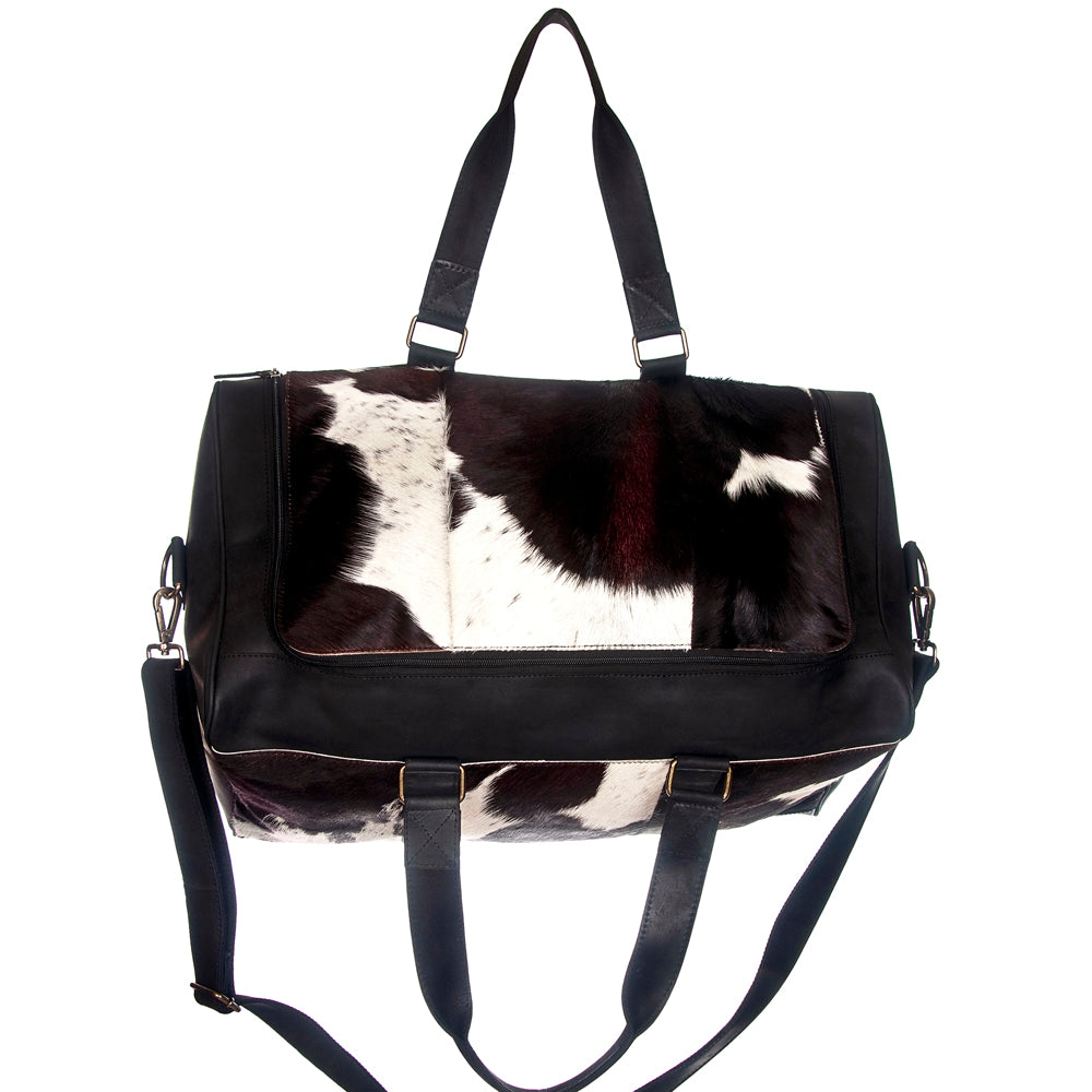 American Darling ADBG474BRWBK Duffel Hair On Genuine Leather Women Bag Western Handbag Purse