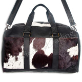 American Darling ADBG474BRWBK Duffel Hair On Genuine Leather Women Bag Western Handbag Purse