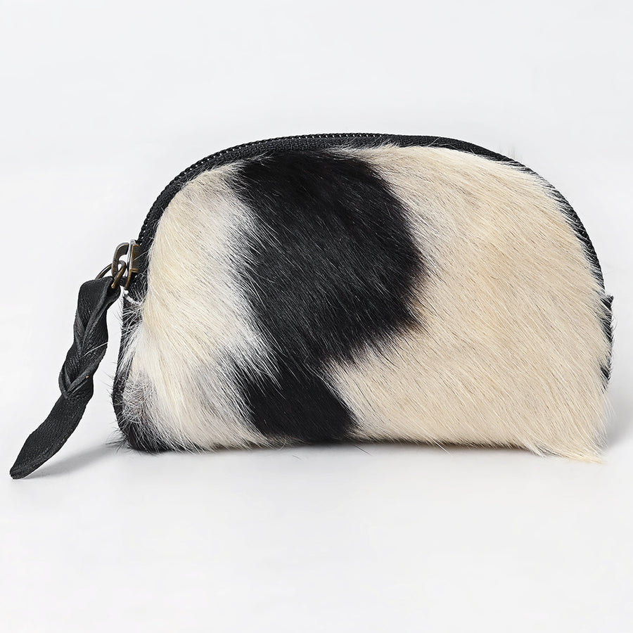 American Darling Coin Purse Bag Handcrafted from Hair-On Cowhide & Genuine Leather with Braided Pull and YKK Zipper
