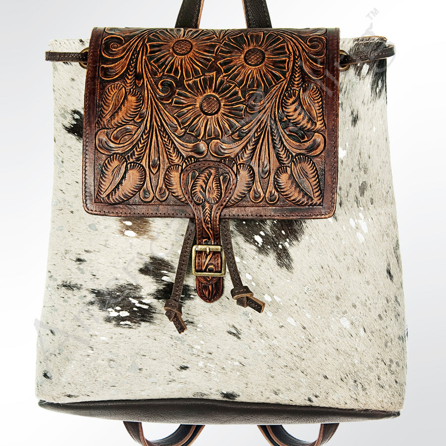 American Darling Backpack Hand Tooled Hair on Genuine Leather Western Women Bag | for Laptop School Purse Travel