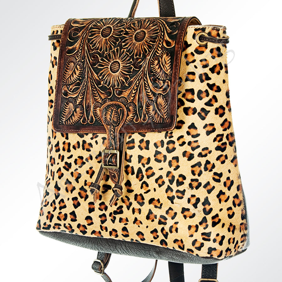 American Darling Backpack Hand Tooled Hair on Genuine Leather Western Women Bag | for Laptop School Purse Travel - Hilason