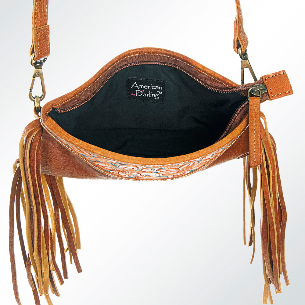 American Darling Small Crossbody Hand Tooled Hair on Genuine Leather Western Women Bag Handbag Purse | for Cute