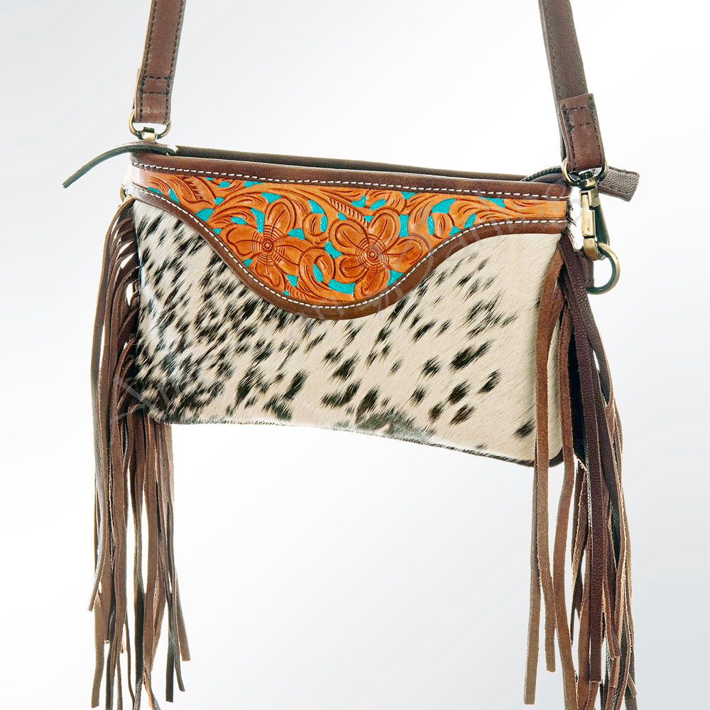 American Darling Small Crossbody Hand Tooled Hair on Genuine Leather Western Women Bag Handbag Purse | for Cute