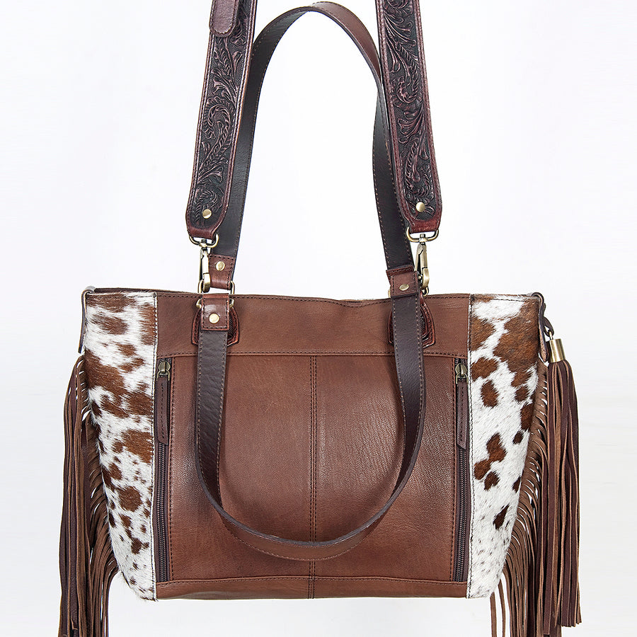 American Darling Women's Tote Hand Tooled Hair - On Genuine Leather Handbag and Ladies Purse