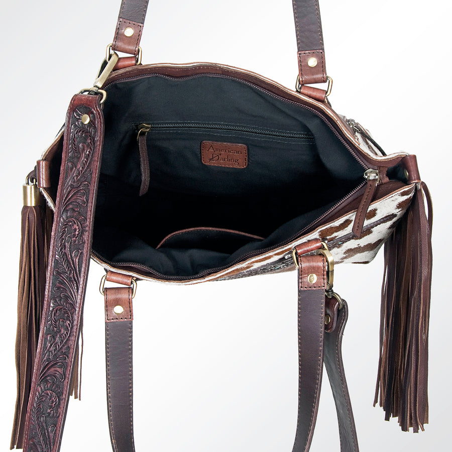 American Darling Women's Tote Hand Tooled Hair - On Genuine Leather Handbag and Ladies Purse