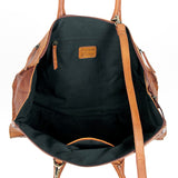 American Darling Duffel Hand Tooled Hair on Genuine Leather Western Women Bag | Handbag Duffle Weekend Travel Bags