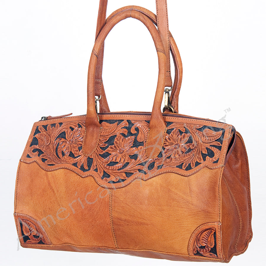 American Darling Duffel Hand Tooled Genuine Leather Western Women Bag | Handbag Duffel Weekend Travel Bags - Uhorse