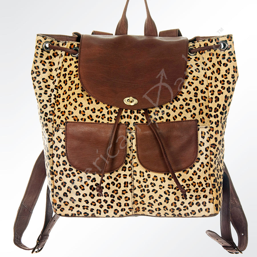 American Darling Backpack Hair-On Cowhide Genuine Vegetable Tanned Leather Drawstring Western Travel Bag 15in X 14in X 7in