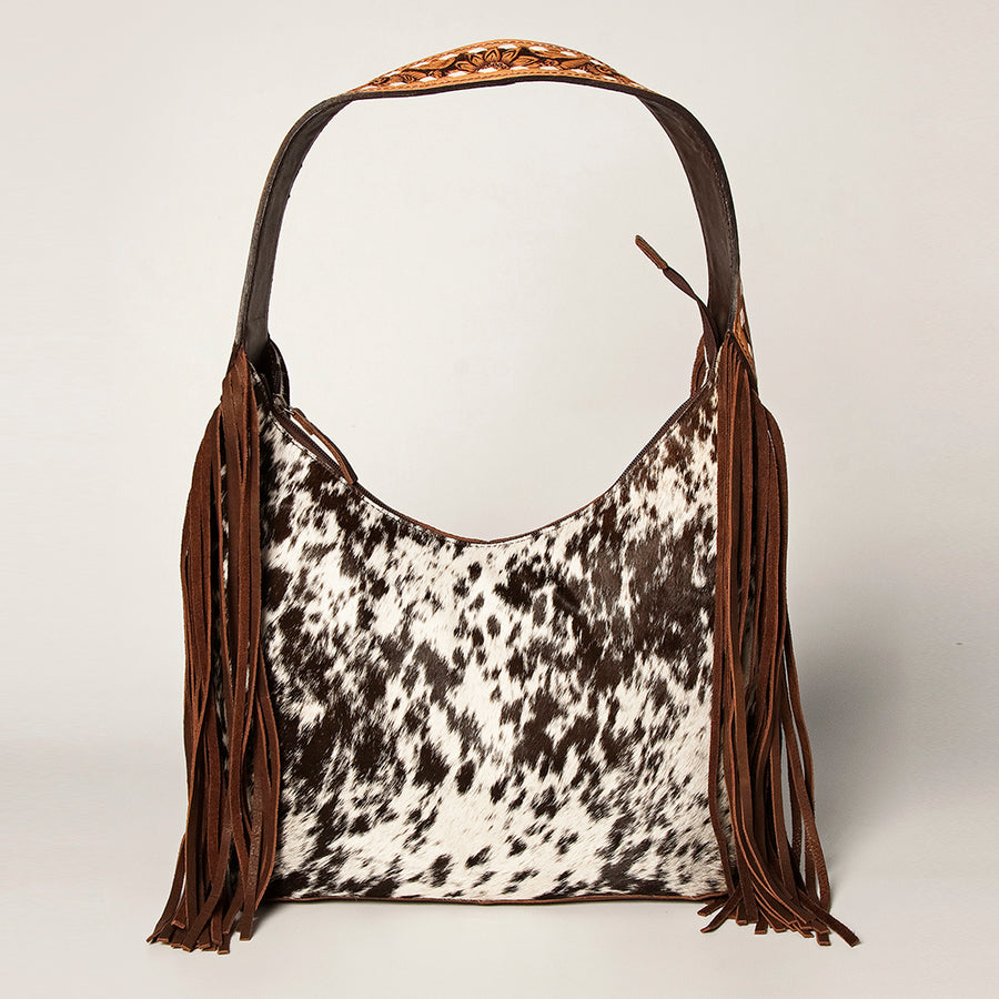 American Darling Western Hobo Bag - Hand Tooled Floral Leather & Fringes
