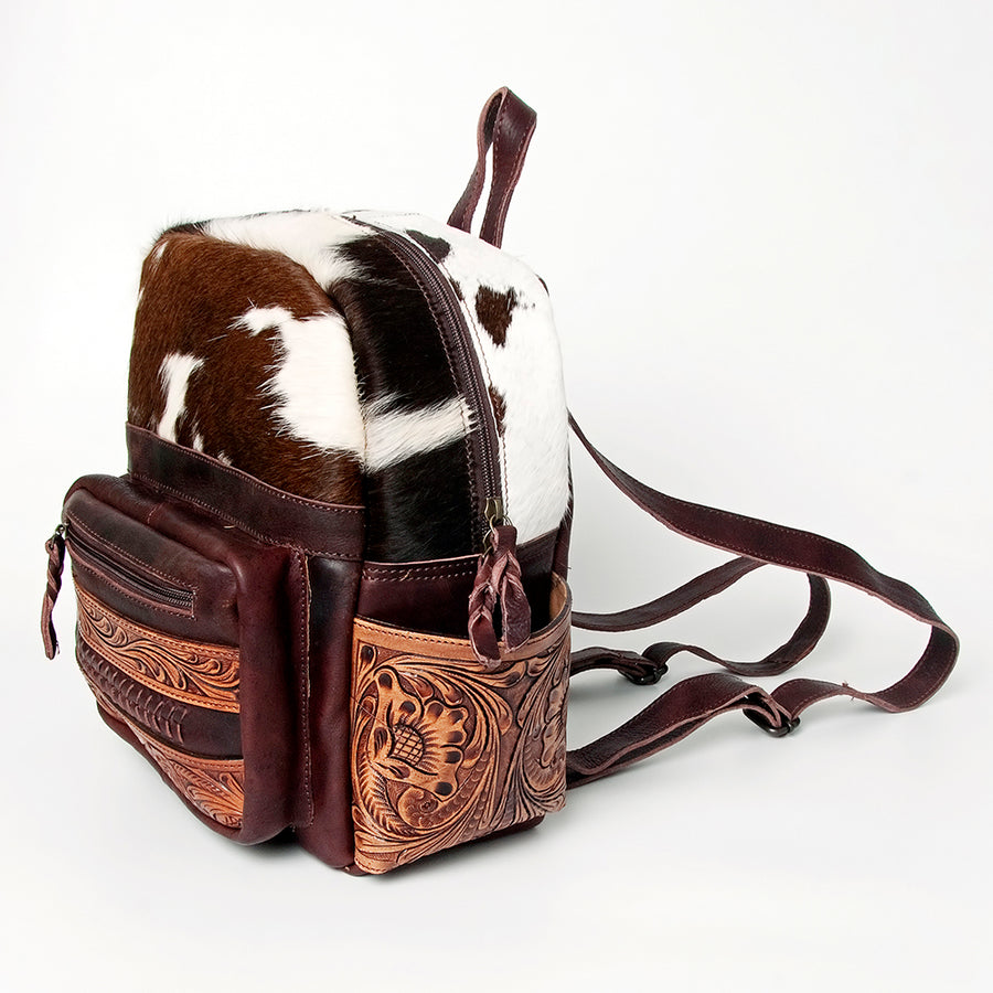 American Darling Backpack Hand Tooled Hair On Genuine Leather Western Women Bag Handbag Purse | for Laptop School - Uhorse