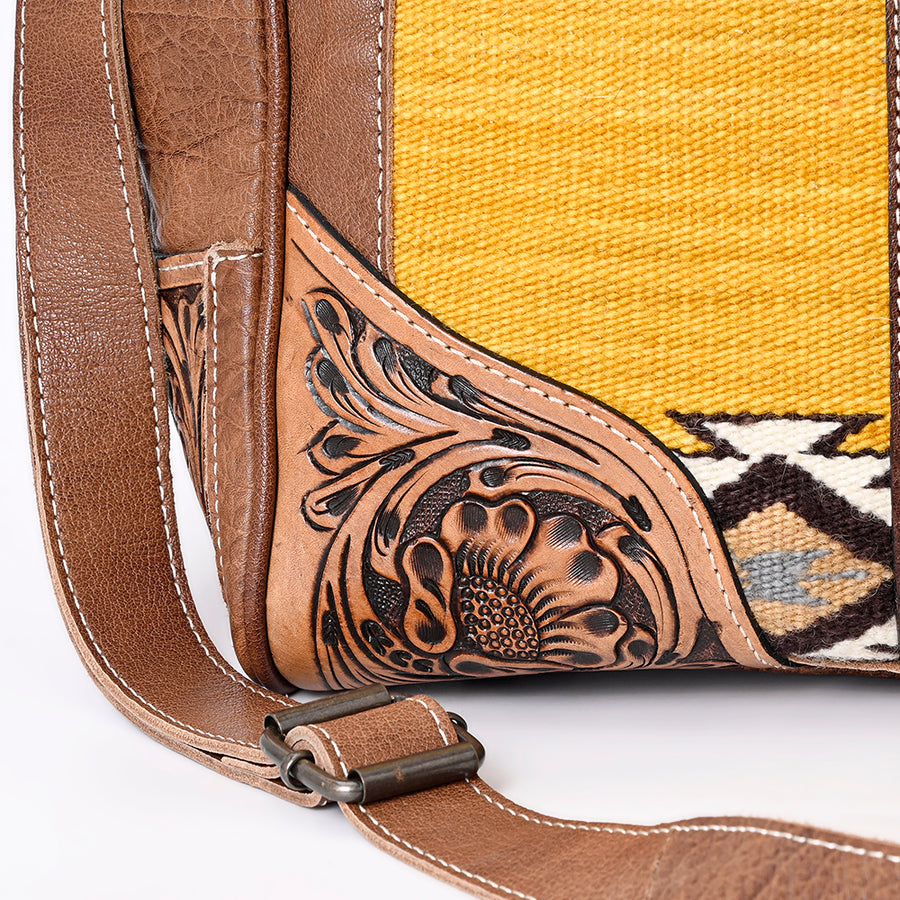 American Darling Duffel Bag Hand Tooled Floral Carved Hair-On Cowhide Genuine Vegetable Tanned Leather Travel Bag YKK Zipper