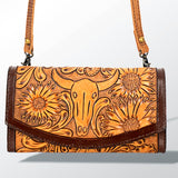 American Darling Organiser Hand Tooled Saddle Blanket Genuine Leather Western Women Bag Handbag Purse | for Cute |Organiser