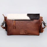 American Darling ADBG524BRW Clutch Hand Tooled Hair On Genuine Leather Women Bag Western Handbag Purse