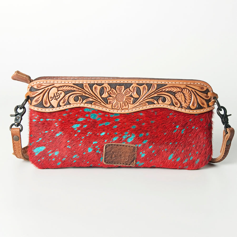 American Darling Small Crossbody Hand Tooled Hair On Genuine Leather Western Women Bag Handbag Purse | for Cute