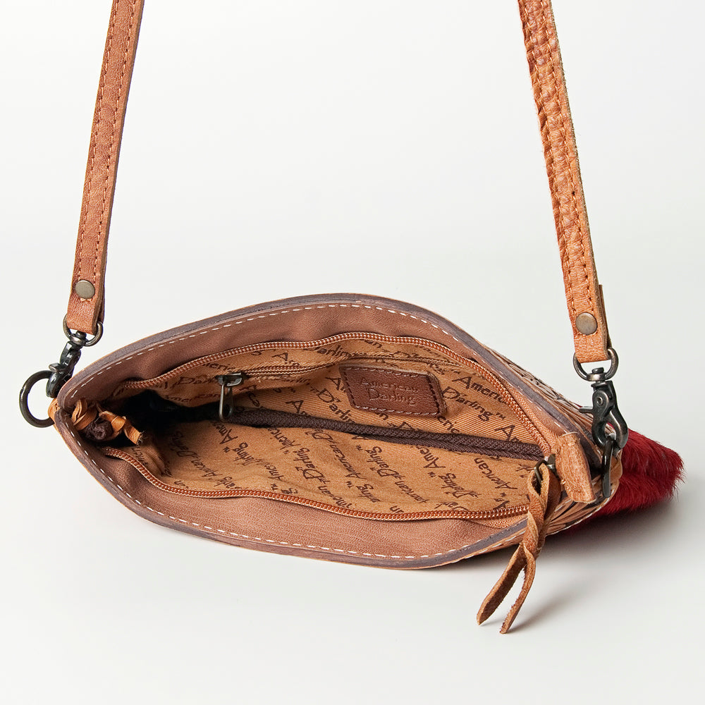 American Darling Small Crossbody Hand Tooled Hair On Genuine Leather Western Women Bag Handbag Purse | for Cute