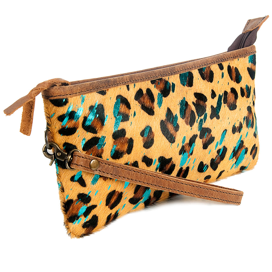 American Darling Wristlet Bag Handcrafted from Floral Embossed Damascus Genuine Leather with YKK Zipper and Wrist Strap