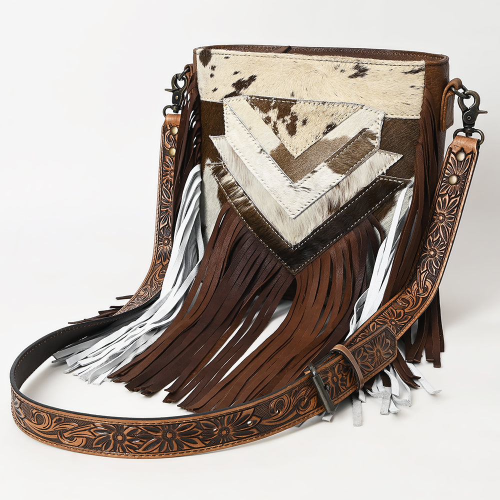 American Darling Large Crossbody Hand Tooled Hair-On Genuine Leather Western Women Bag Handbag Purse | for Cute