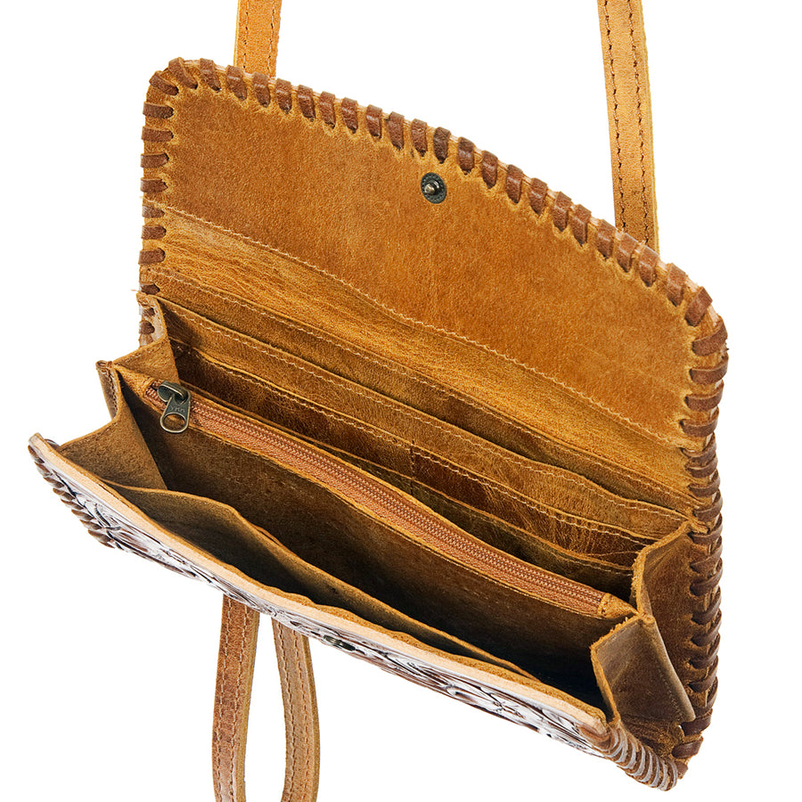American Darling Small Cross body Bag Hair-On Cowhide Genuine Vegetable Tanned Leather Purse with Braided Trim & YKK Zipper