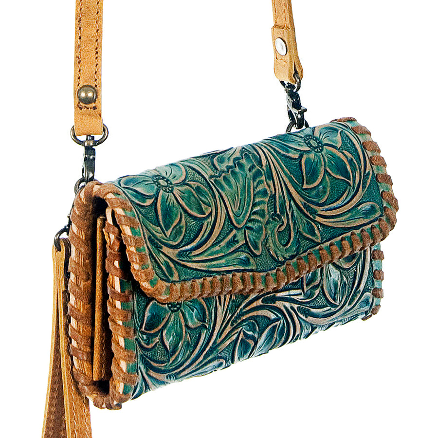 American Darling Small Cross body Bag Hair-On Cowhide Genuine Vegetable Tanned Leather Purse with Braided Trim & YKK Zipper