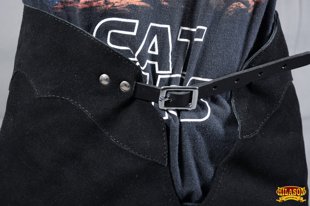 Black Hilason Full Grain Leather Shotgun Work Chaps